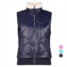 럭스골프 여성용 페이크 퍼 넥 방풍 누빔 베스트 조끼 LB4A512W