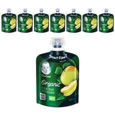 거버 오가닉 파우치 퓨레 이유식, 사과, 8개