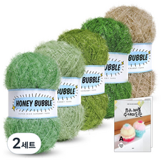 Knitt 蜂蜜泡泡菜瓜布毛線 90g x 5種 + 9種菜瓜布圖案組, 02 綠色(A系列), 2套