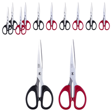 deLi 得力 雙手多用途不銹鋼剪刀中2件套E6034, 黑色, 紅色, 6套