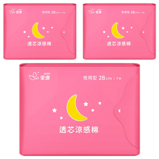 icon 愛康 透芯涼感衛生棉 護翼型, 夜用型 28cm, 7片, 3包
