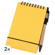 彩色便攜迷你筆記本 50張, 2個, 黃色