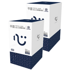 匠心 台灣康匠醫療口罩 未滅菌 成人平面, 爆漿藍莓, 50片, 2盒