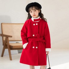 Orange Damul女童款雙白色鈕扣斗篷外套