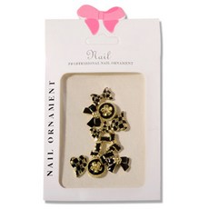 쿼르디 레트로 바둑판 네일파츠 5종 x 2p 세트, 1개, 블랙