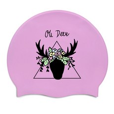 Keep Swimming矽膠泳帽 鹿, 紫紅色