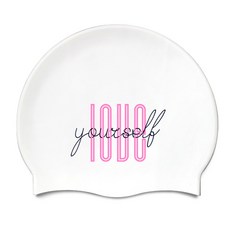 KeepSwimming 矽膠泳帽 愛你自己, 白色的