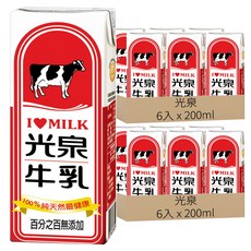 光泉 100%成份無調整保久乳, 200ml, 12入