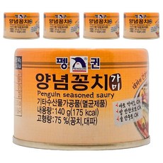 펭귄 양념꽁치 통조림, 5개, 140g