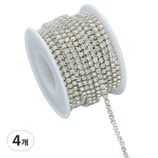 코히모 악세사리 DIY 큐빅 구슬 체인 네일 스톤 2mm x 9m 5W0525, 4개, 화이트