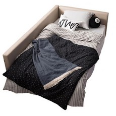 리바트 뉴탐 저상형 침대 슬림형 한쪽가드 프레임, 베이지