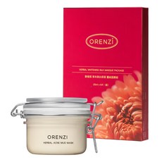 ORENZI 歐倫琪 粉刺泥膜 150g + 草本美白保濕蠶絲面膜組 25ml x 6片 法國有機認證火山泥 淨膚平衡植萃複合活性精華, 1組