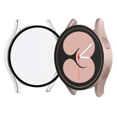 NUART 防變色Galaxy Watch全包覆硬殼保護殼, 玫瑰金 + 透明色, 2個