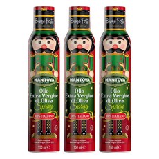 만토바 엑스트라 버진 스프레이 올리브오일 크리스마스 에디션, 150ml, 3개