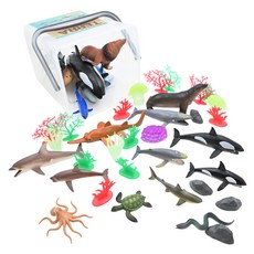 TERRA BY BATTAT 海洋世界 情境桶, 共60個模型, 認識海洋動植物, 仿真模型, 手把桶裝, 1桶