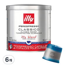일리 클래식 로스트 클라시코 룽고 캡슐커피, 6.2g, 21개입, 6개