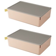 XDM 심플한 리빙박스 팬트리 정리함 낮은중형, 라이트핑크, 2개