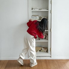 Tomatofactory 女款內裡刷毛Kish燈芯絨抽繩寬版工裝褲