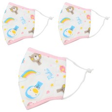 PUKU 藍色企鵝 兒童紗布防護口罩, M, 粉色, 3個