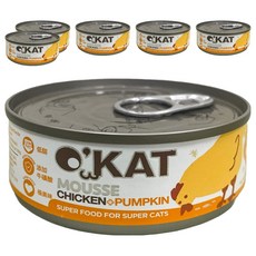 O'KAT 美喵人生 美妙肉泥 添加牛磺酸&離胺酸, 雞肉 + 南瓜, 80g, 6罐