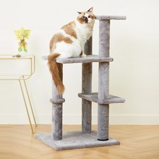 Cat Pettoria 毛絨 4 層貓塔, 1個, 灰色