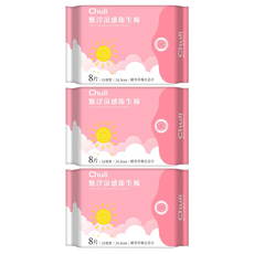 Chuli 懸浮涼感衛生棉 日用型, 24.5cm, 8片, 3包