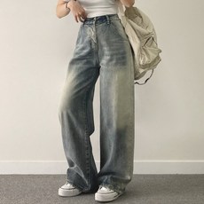 女性男友風寬版丹寧褲