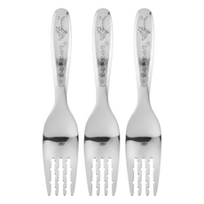 KOM 316不鏽鋼童書聯名兒童叉, 銀色, 13.3 x 2.7cm, 3支