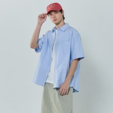 BASIC HOUSE 男女通用牛津布半寬鬆版型短袖襯衫 LZWS3101