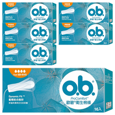 o.b. 歐碧 衛生棉條, 量多夜安型, 16個, 6盒