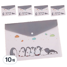 Gold Pang 可愛卡通人物文件夾 辦公用品 文件整理夾, 10個, 灰色