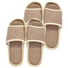 亞麻拖鞋 男款 舒適透氣 輕盈耐磨, L(44~45), L(44~45cm), 淺咖啡, 2雙