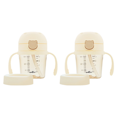 스펙트라 유아용 원터치 베베곰 빨대컵, 크림바닐라, 2개, 150ml