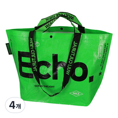 마켓감성 컬러 다회용 타포린백, 초록, 4개