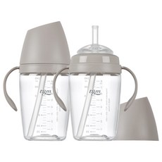 티지엠 쌀알 트라이탄 빨대컵, 240ml, 2개, 웜그레이