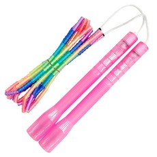 JFROPE 閃亮彩虹軟質串珠跳繩, 粉紅色