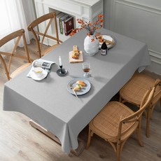 JTORY 亞麻防水桌布, 灰色平原, 130*90cm