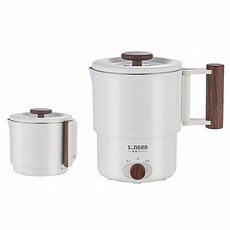 SOnGEn 松井 雙電壓多功能旅行便攜式摺疊蒸煮鍋 附收納袋 + 蒸盤 白色 1.2L, SG-D725