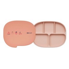 모윰 유아용 실리콘 초강력 5구 흡착식판, 후르츠, 식판 + 뚜껑, 1세트