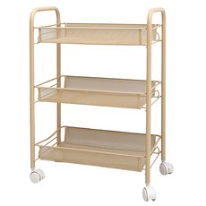 MYUMYU 沐慕家居 置物小推車 45 x 27 x 63cm 奶茶色 - 靈巧收納 打造質感生活, 3層