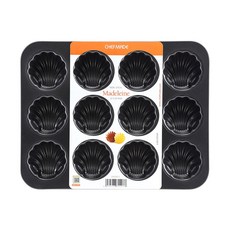 CHEFMADE 學廚 貝殼瑪德蓮烤盤 12孔 黑色, 1個