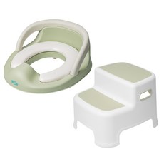 THEMOTHER 孩童扶手馬桶坐墊+雙層腳踏凳, 綠色
