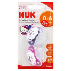 NUK Hello Kitty系列 安撫奶嘴, 粉紅色+紫色, 0-6個月, 1組
