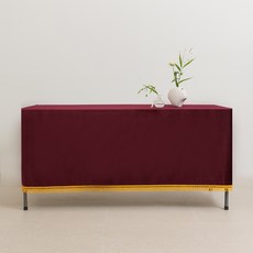 Logo&Table 絲絨U型流蘇桌布, 酒紅色, 100 x 160 cm