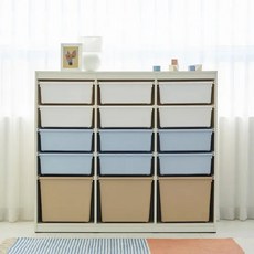 한샘 샘키즈 수납장 1305 브라운 방문설치, 몸통(크림화이트), 박스(화이트+블루+브라운), 5단