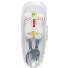 fisher-price 費雪 嬰幼兒用玉米湯匙 + 叉子 + 收納盒, 混合顏色, 1套, 湯匙+收納盒