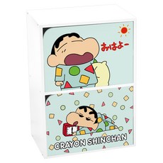 收納王妃 蠟筆小新雙層櫃 木門櫃 28.8 x 28.2 x 42cm, 犯睏小新, 1個