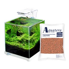 grovita LED照明魚缸 ZGT-S20+魚缸專用生物砂 8kg, 混色（魚缸）、紅色（生物沙）