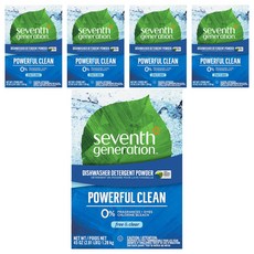 Seventh Generation 洗碗機專用洗碗粉 強力清潔 0%香精染料氯漂白劑, 1.28kg, 5個
