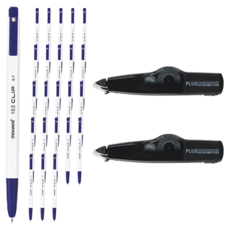 Monami 153 Clip 原子筆 12入 0.7mm + Dong-A PMS Plus 修正帶 WH-635, 原子筆(藍色), 修正帶(隨機出貨), 2套